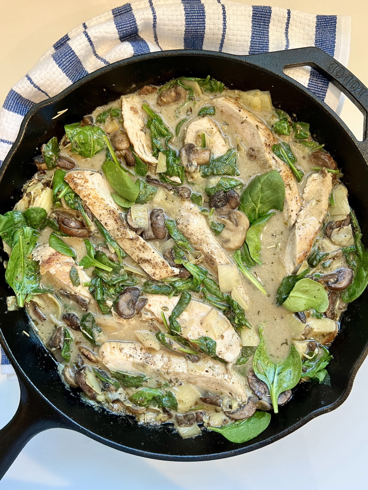Creamy Artichoke Chicken with Greens