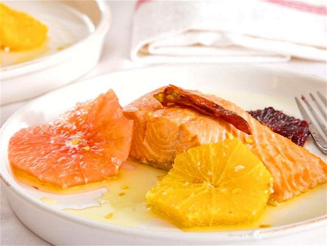 Image of Olive Oil Poached Citrus Salmon Recipe