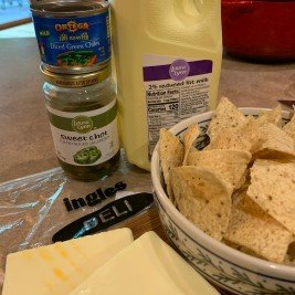 Image of Tear cheese into pieces; add all ingredients to 1.5 quart...