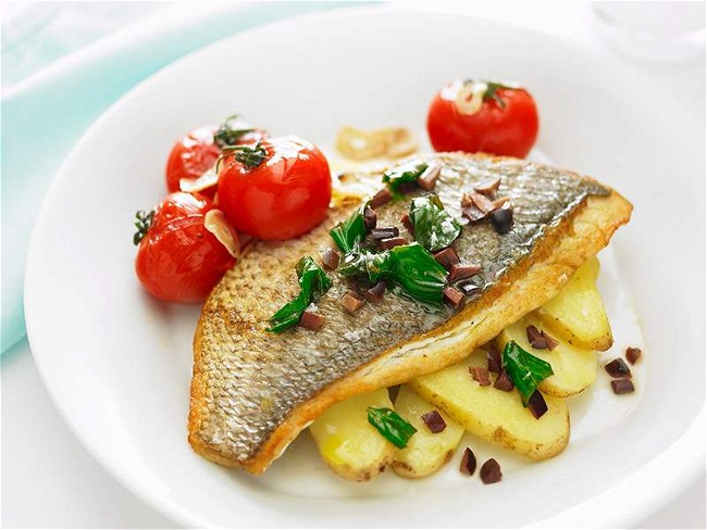 Image of Pan Seared Snapper Recipe with Tomato, Olives & Basil