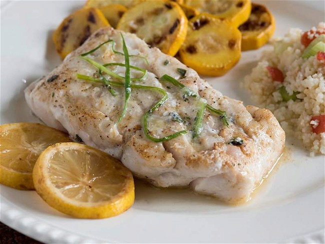 Image of Pan Seared Tilefish with Garlic, Herbs and Lemon Recipe
