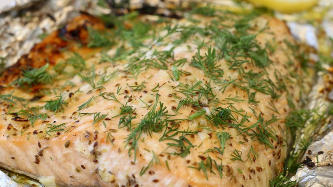 Image of Roasted Lemon Dill Salmon with Creamy Dill Sauce