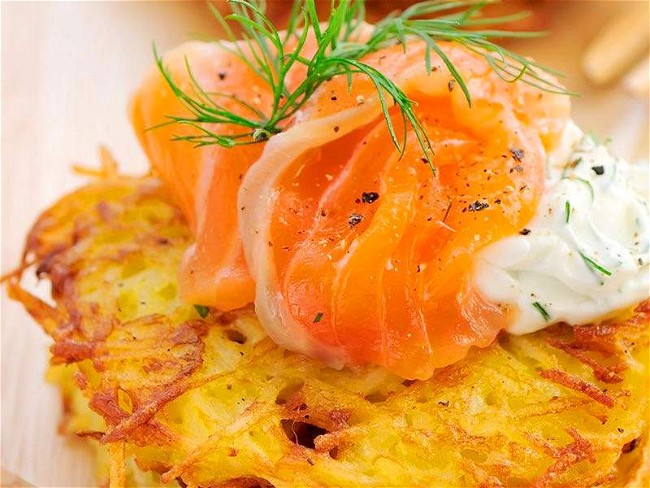 Image of Potato Latkes with Smoked Salmon Recipe