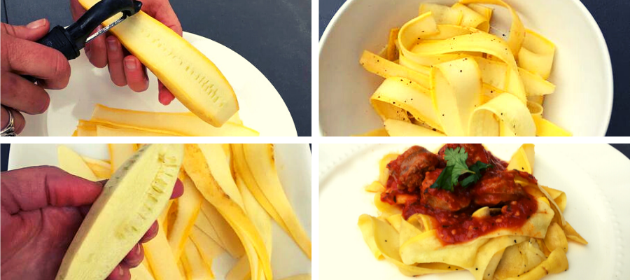 Summer Squash Pappardelle with Sausage Ragout