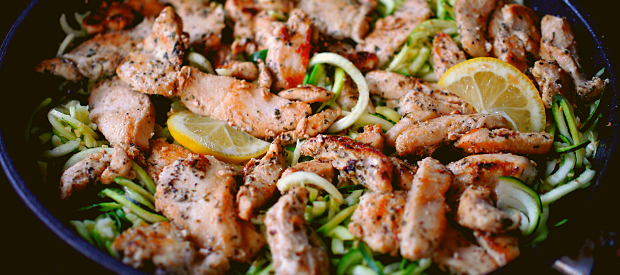 Lemony Chicken Scampi and Zucchini Noodles