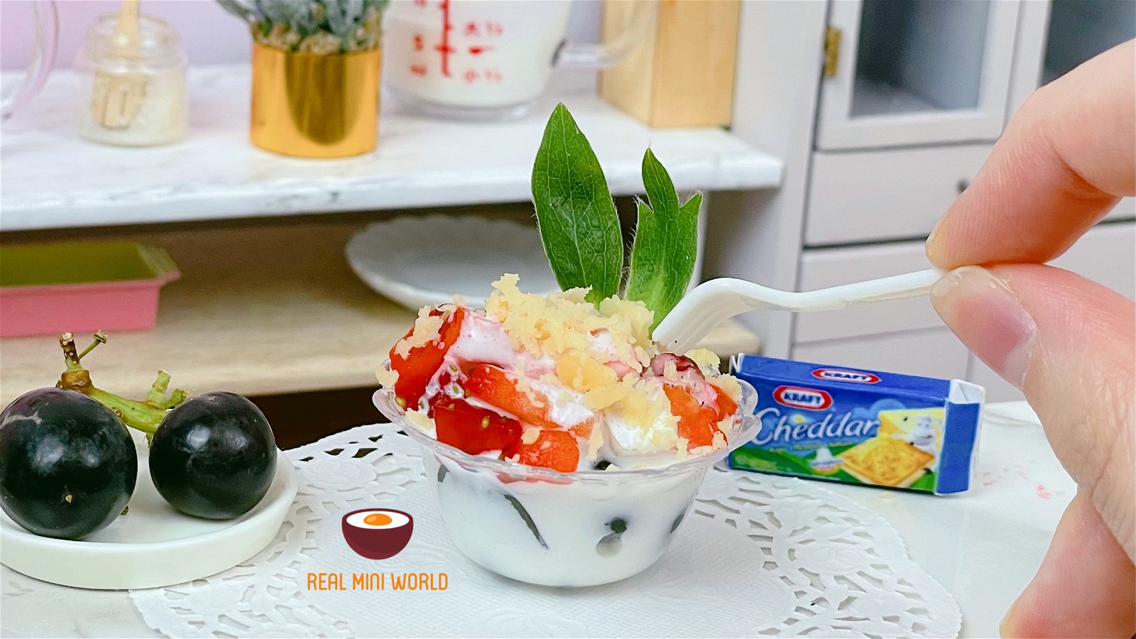 Image of Tiny food Recipe: FRESH Fruit salad 🍓🍇 l Miniature cooking at Tiny Kitchen
