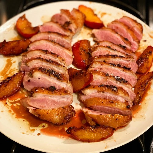 Image of Roasted Duck with Peaches and Balsamic Vinegar