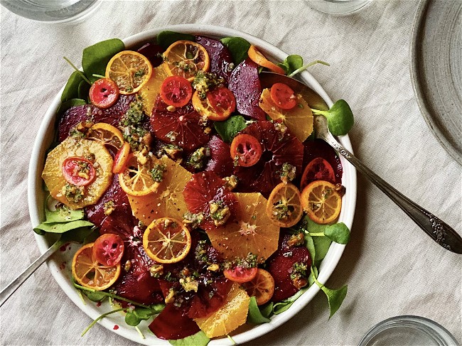 Image of Claytonia, Beet & Winter Citrus Salad with Walnut Vinaigrette