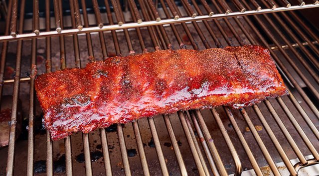 Image of Smoke ribs for 2 1/2 hours on pellet grill, remove...