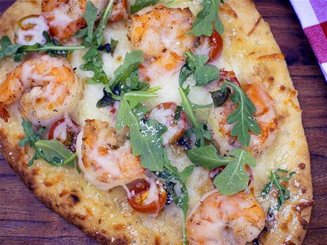 Image of Shrimp Naan Pizza Recipe