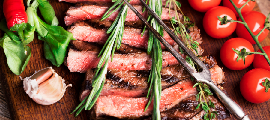 Garlic Crusted Flank Steak with Roasted Tomato Relish (Lean and Green)
