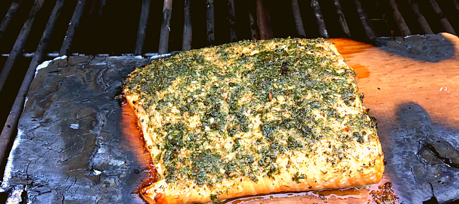 Cedar Plank Salmon with Lemon Dill Crust