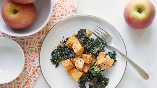 Image of Sweet Potatoes & Kale with Superfood Tahini Sauce