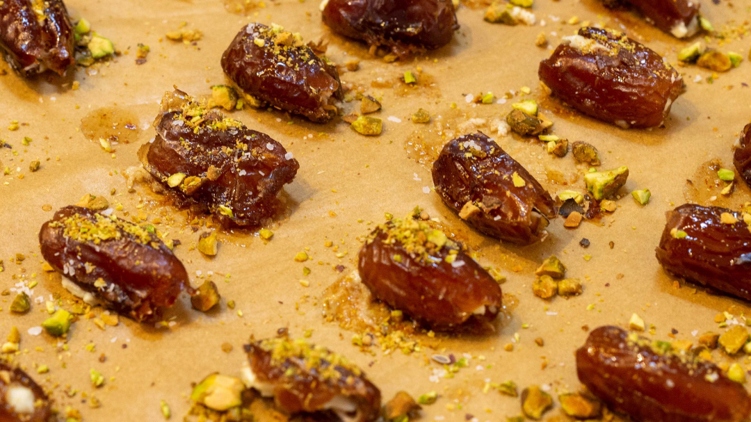 Image of Stuffed Dates with Harissa Maple Drizzle