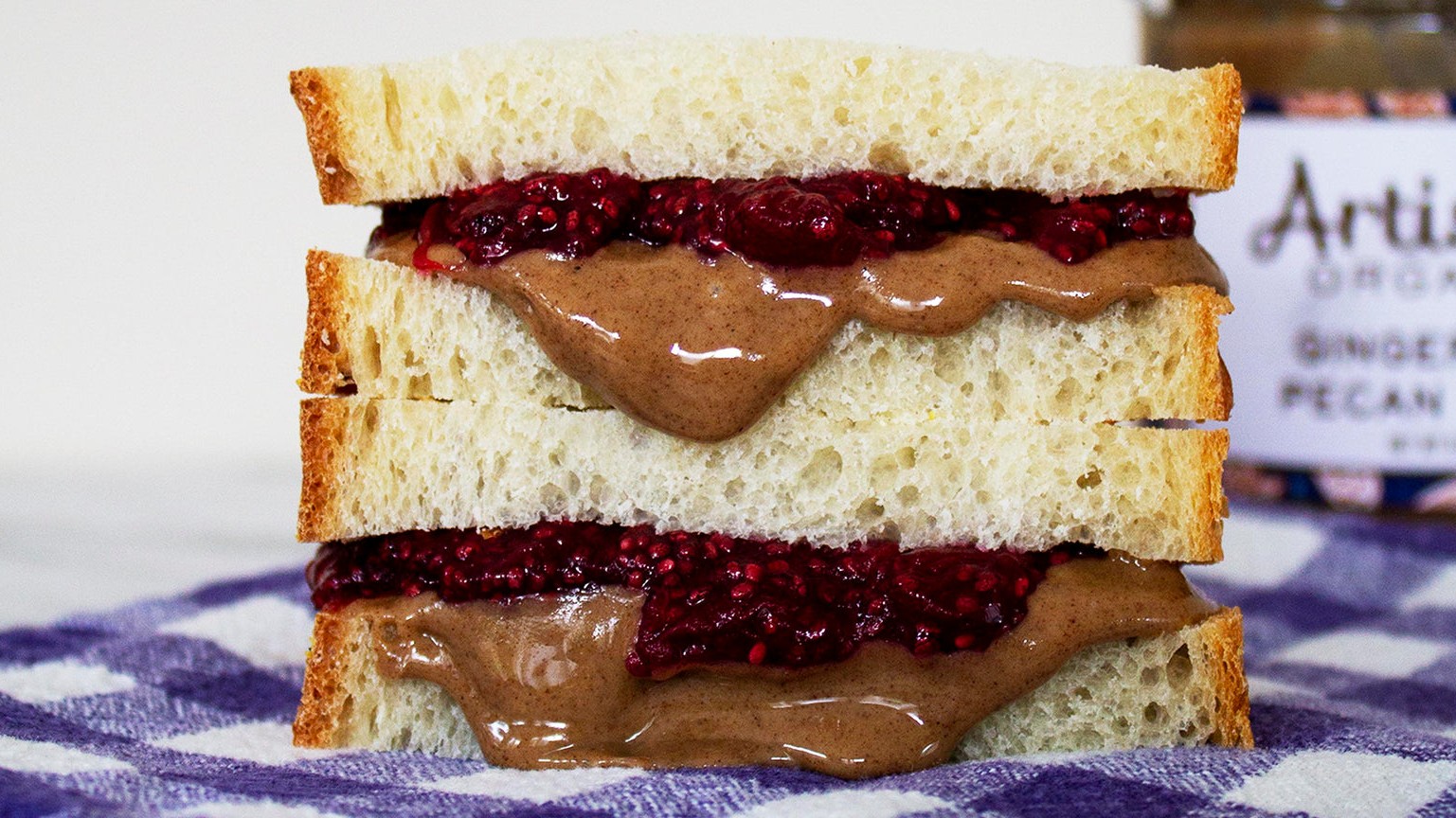 Image of Gingerbread Pecan Butter and Cranberry Jelly Sandwich