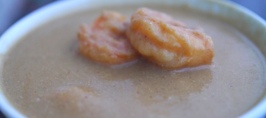 Curried Cream of Cauliflower Soup with Shrimp