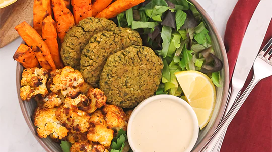 Image of Hemp Falafel Bowls with Tahini Dressing Recipe