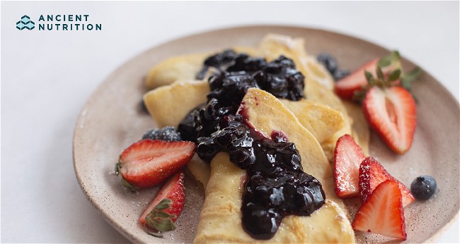 Image of Collagen Crepes Recipe with Berry Compote
