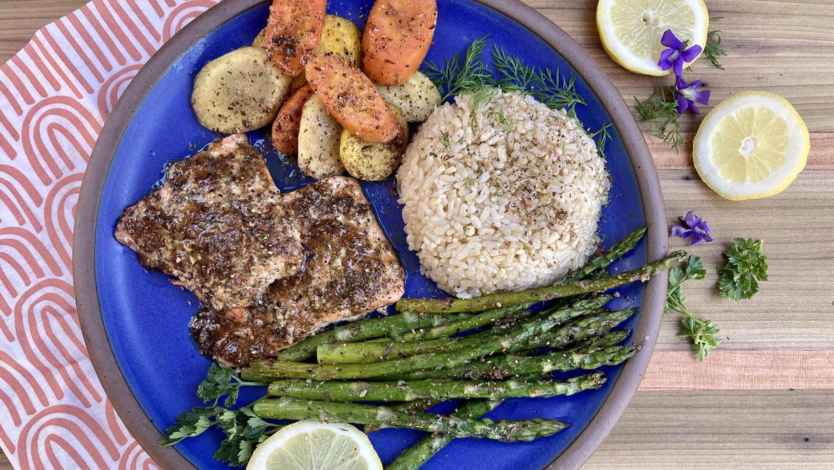 Honey Lemon Salmon with Spring Vegetables