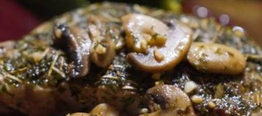 Pork Chops & Mushrooms Simmered with Rosemary