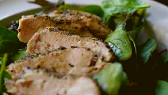 Image of Grilled Chicken with Fresh Strawberry Lemon Dressing a Lean and Green Recipe