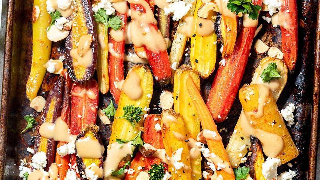 Image of Roasted Carrots with Maple Tahini Dressing 