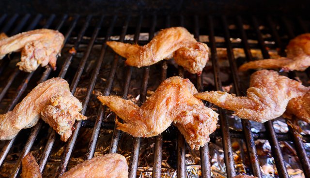 Image of Grill for 30 minutes and spray the wings lightly one...