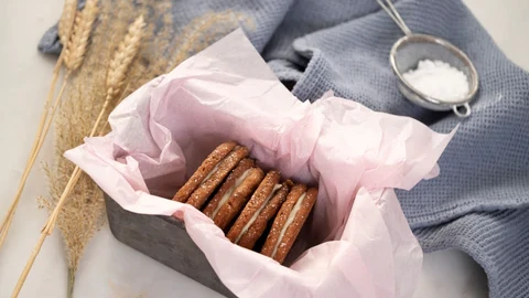 Image of Spelt ginger biscuits with lemon buttercream