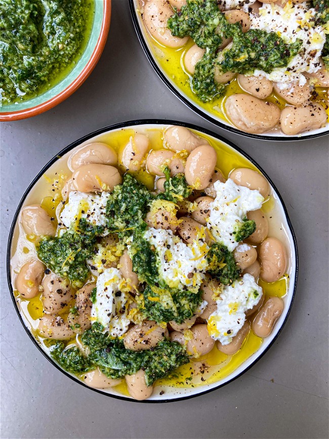 Image of Butter Beans with Ricotta, Lemon + Basil Pesto