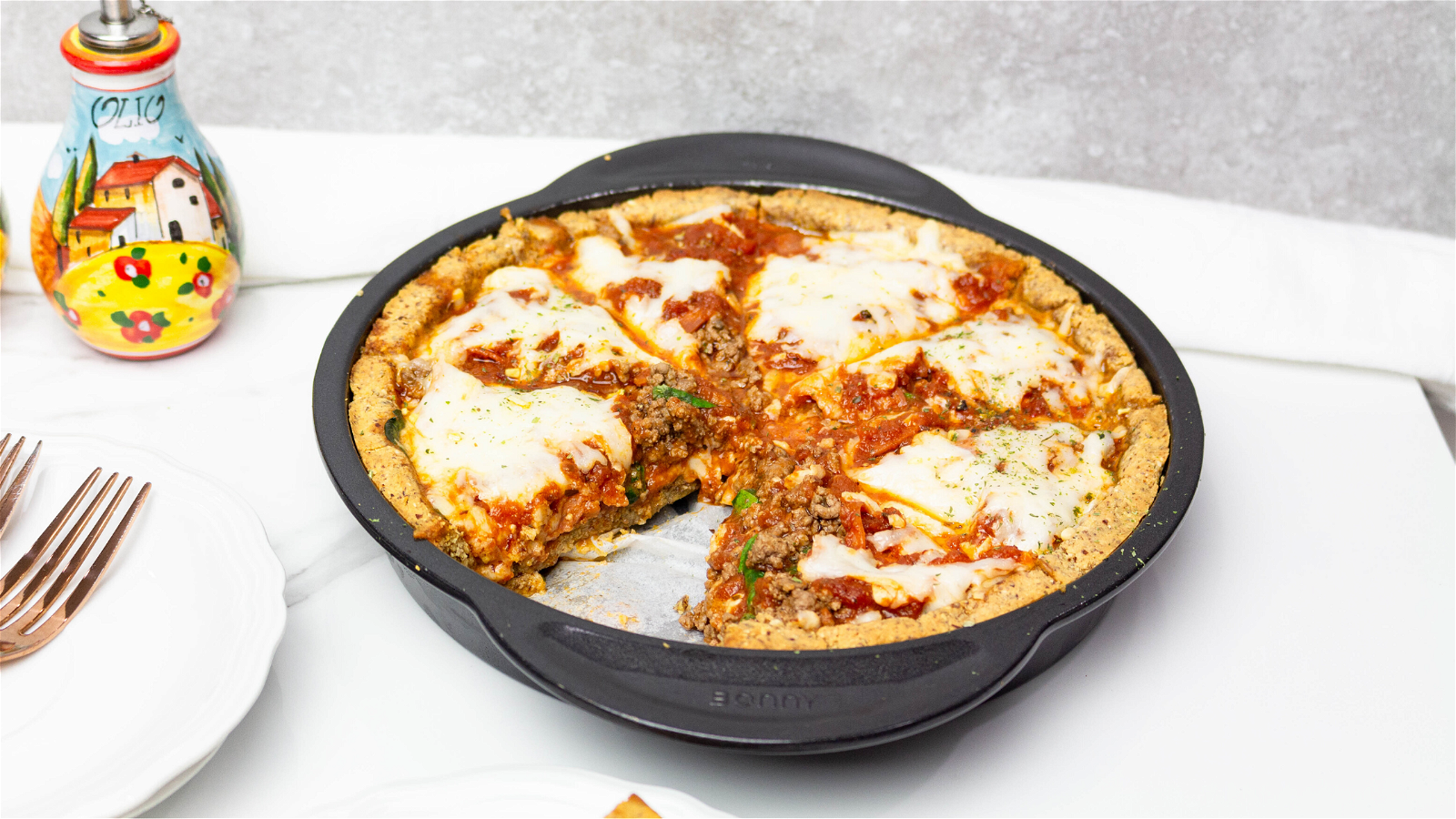 Image of Deep Dish Pizza with Almond Crust