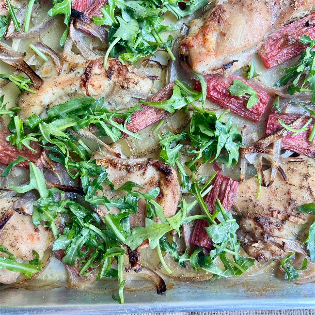 Image of Rhubarb Chicken with Potato and Arugula