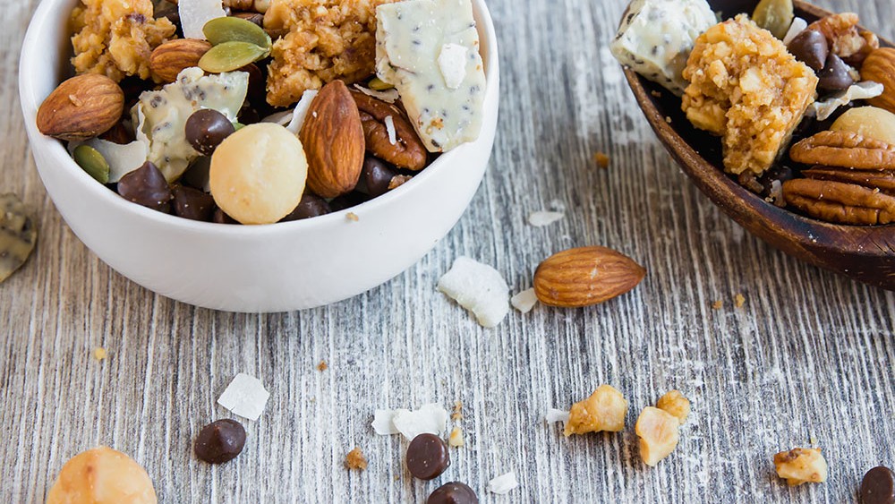 Image of Easy Keto Trail Mix with White Chocolate Bark