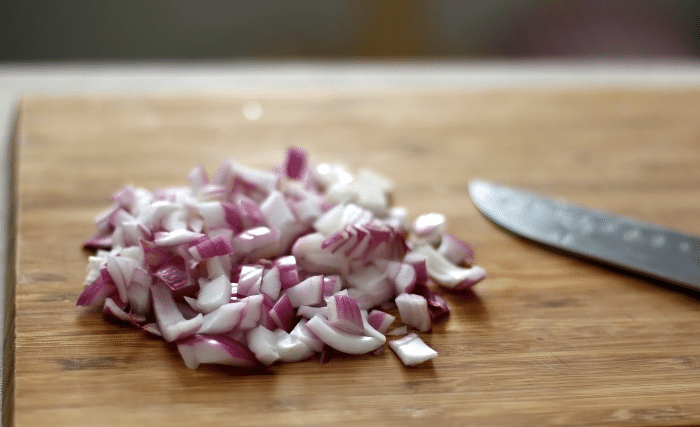 Image of  Lastly peel and chop your onions (measure 2 cups).