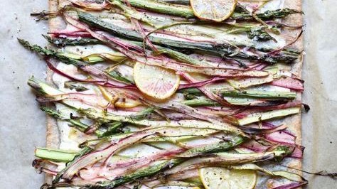 Image of Asparagus + Rhubarb Tart