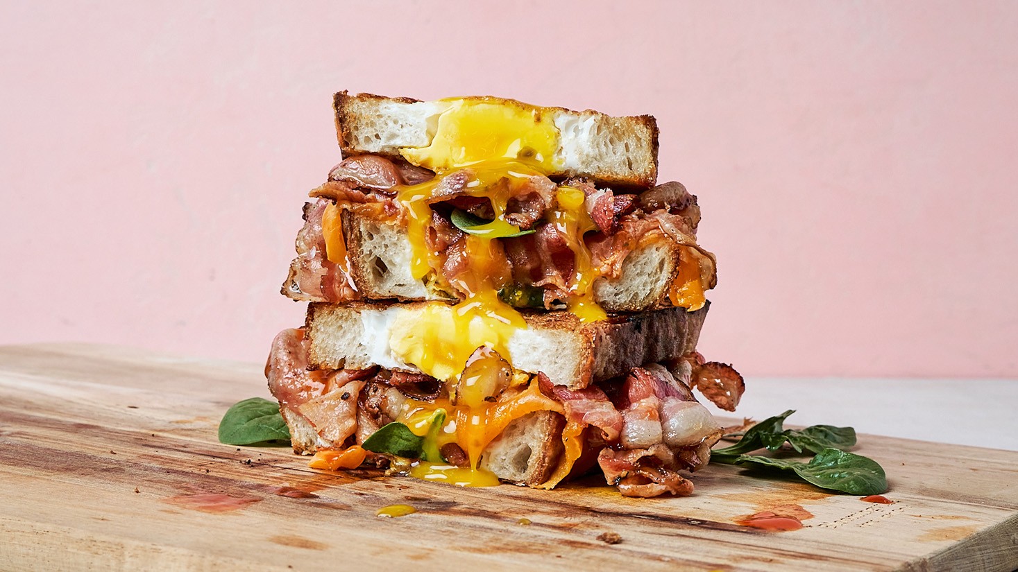 Image of EGG-IN-THE-HOLE SANDWICH W/ SMOKED PANCETTA