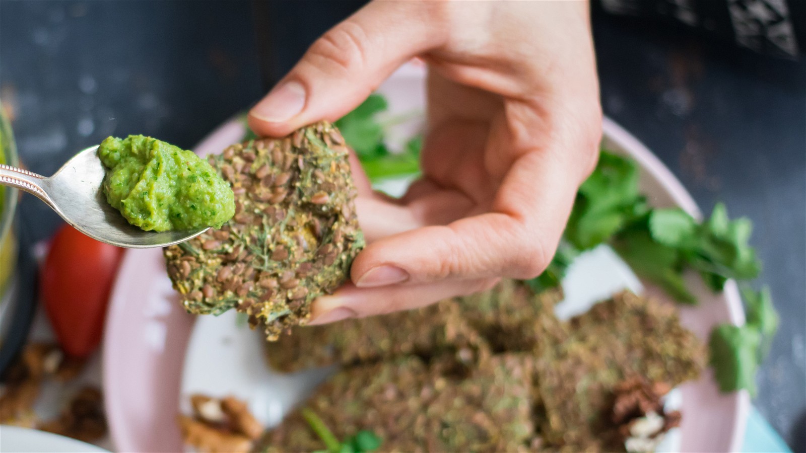 Image of Cheezy Kale Almond Crackers