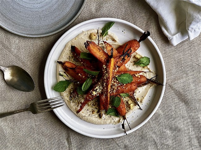 Image of Harissa Roasted Carrots & White Bean Spread