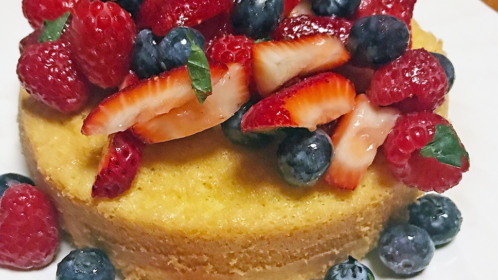 Image of Lemon Sponge Cake with Mixed Berries and Honey Whip Cream