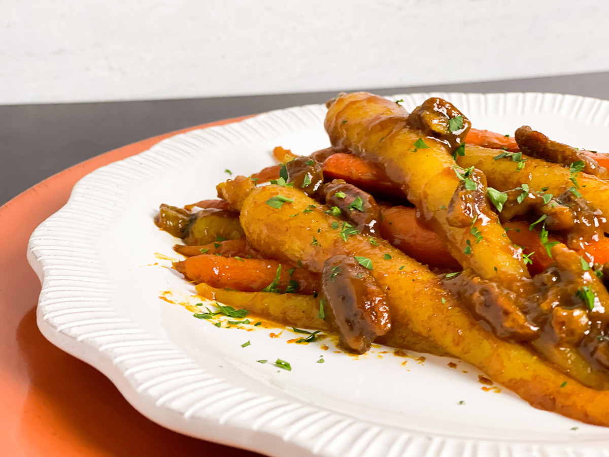 Roasted Mustard Maple Glazed Carrots