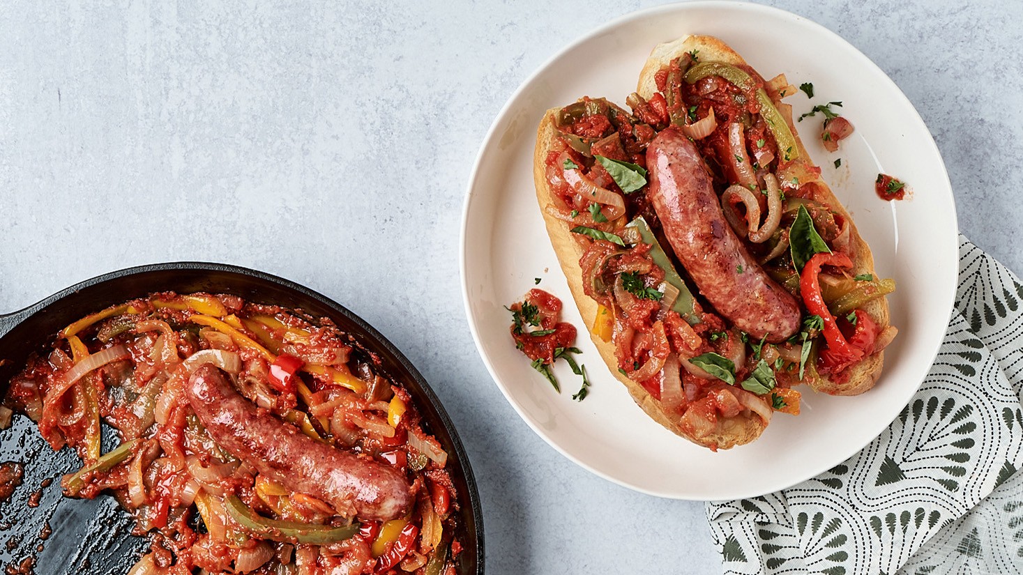 Image of SAUSAGES, PEPPERS & ONIONS