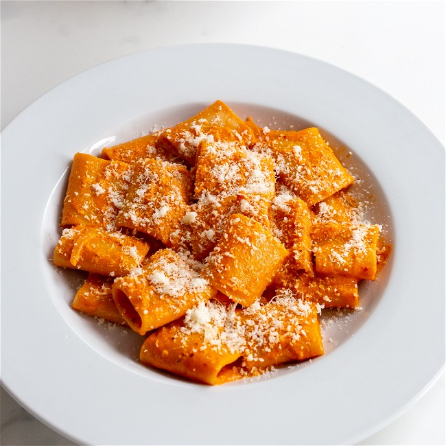 Image of Vodka pasta but with a blood orange twist.