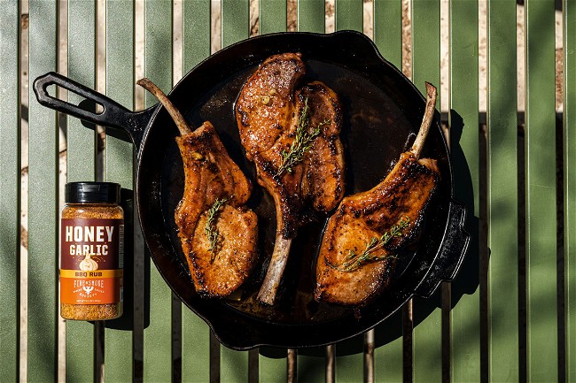 Image of Tomahawk Pork Chops with Soy-Honey Sauce