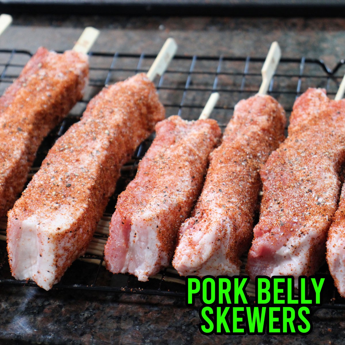 Pork belly skewers. 2 per order. It will blow your mind. - Picture