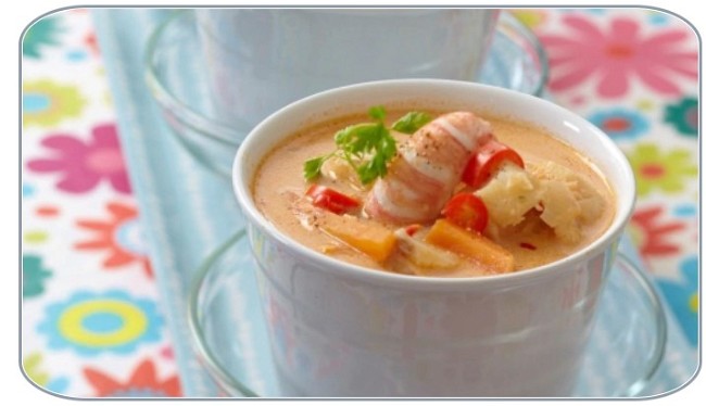 Image of Suppe med sjøkreps, torsk og kveite