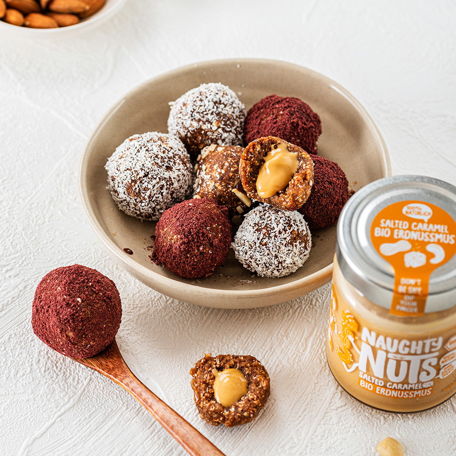 Energy Balls mit Salted Caramel Füllung