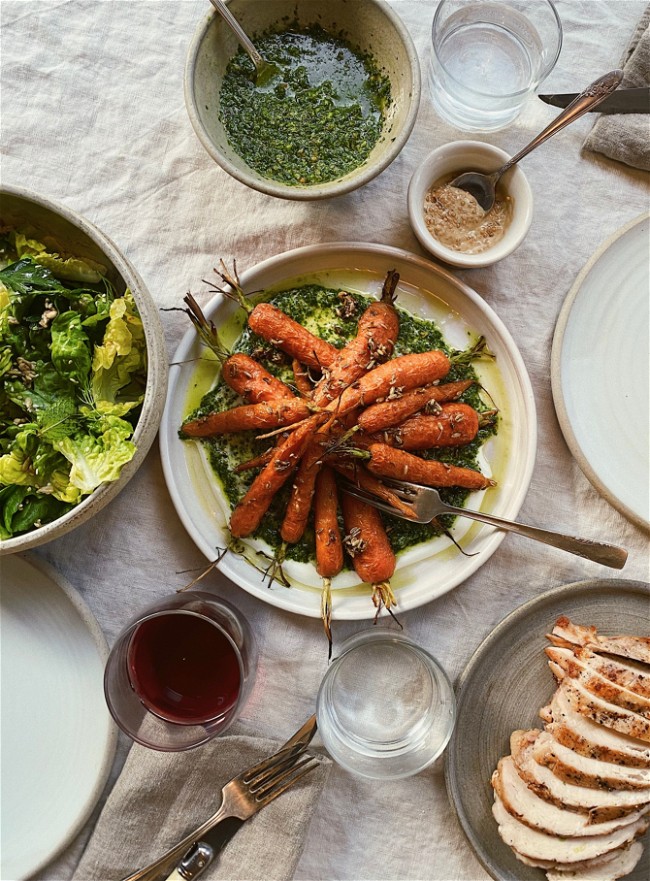 Image of Roasted Young Carrots with Lovage Relish