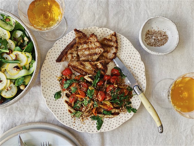 Image of Halloumi with Roasted Tomatoes & Dukkah