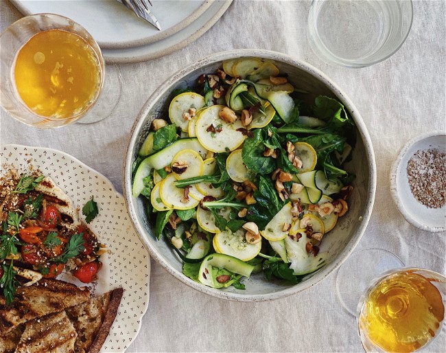 Image of Shaved Summer Squash Salad with Pistou Dressing