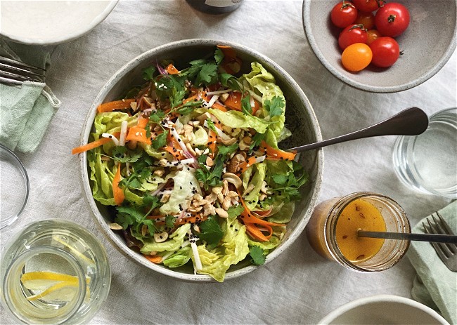 Image of Shaved Carrot, Turnips & Lettuces with Garlic Chili Vinaigrette