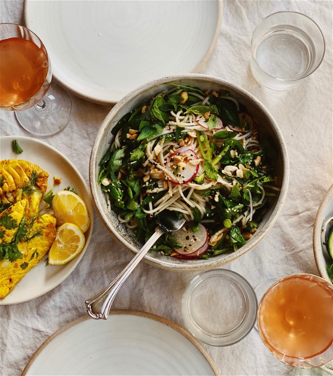 Image of Cold Noodle & Vegetable Salad with Sweet & Sour Vinaigrette